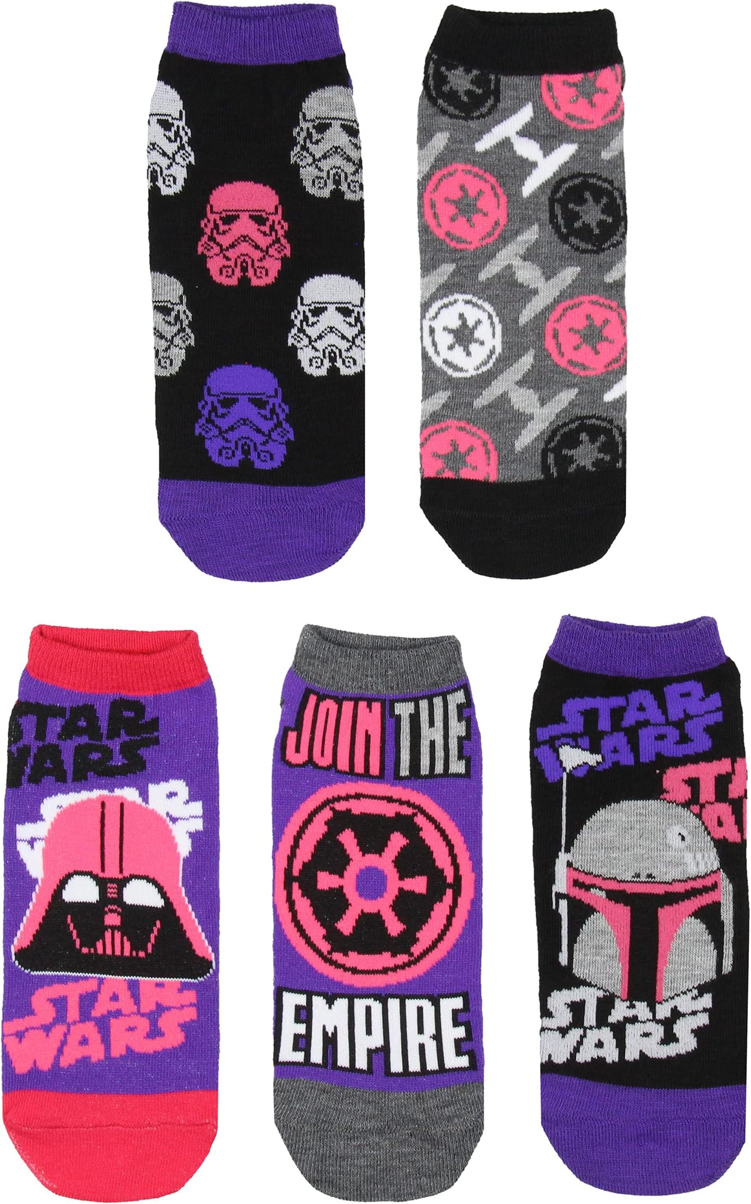 Disney Star Wars Darth Vader Join The Empire No-Show Ankle Socks 5 Pair (9-11)