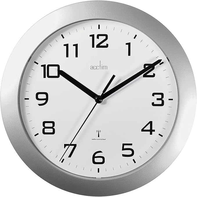 Acctim 74367 Peron Radio Controlled Wall Clock, Silver, 23 cm l x 23 cm