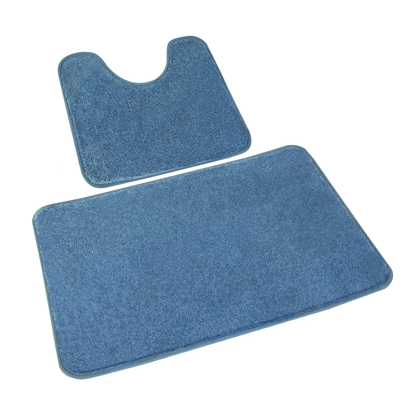 Lot de 2 Tapis Salle de Bain Bleu, Microfibre Antidérapants Lavable en Machine, 50 x 80 cm + 50 x 40 cm