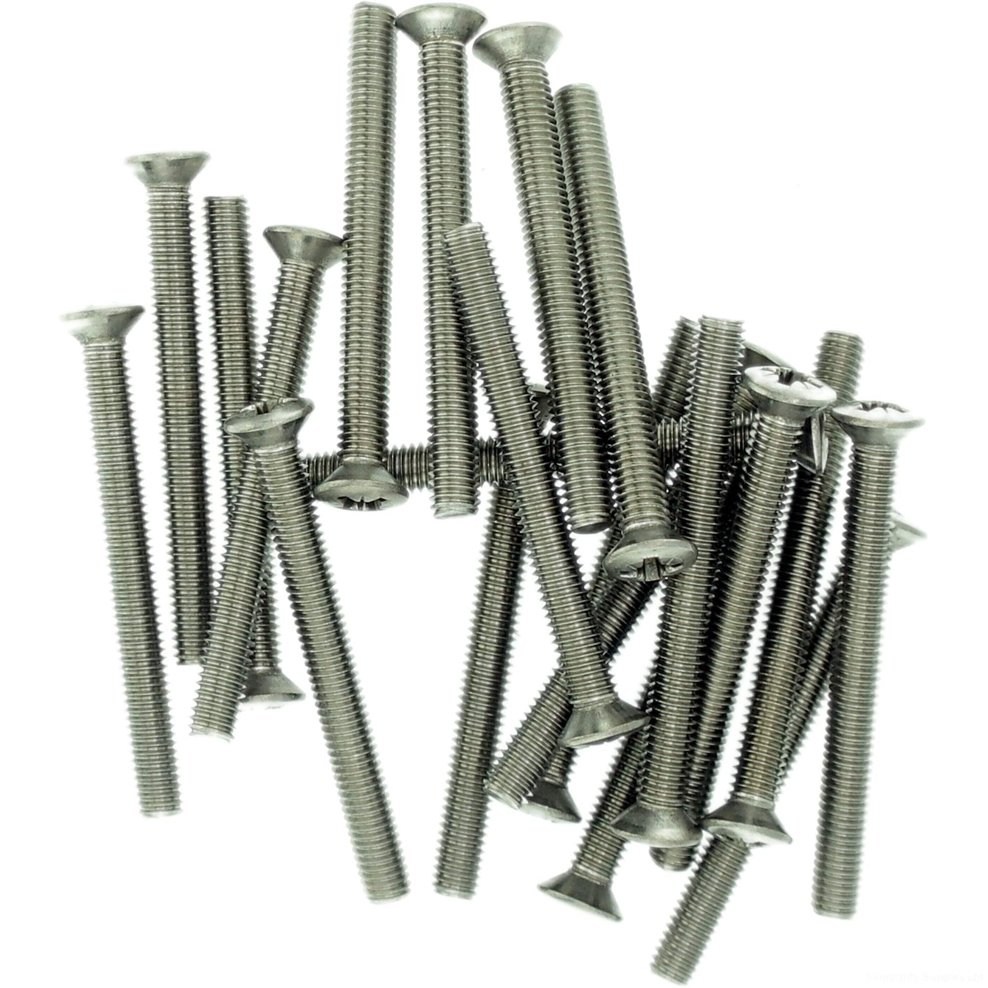 Singularity Supplies M6 (6Mm X 55Mm) Pozi Raised Countersunk Machine Screw (Bolt) - Stainless Steel (A2) (Pack Of 20)