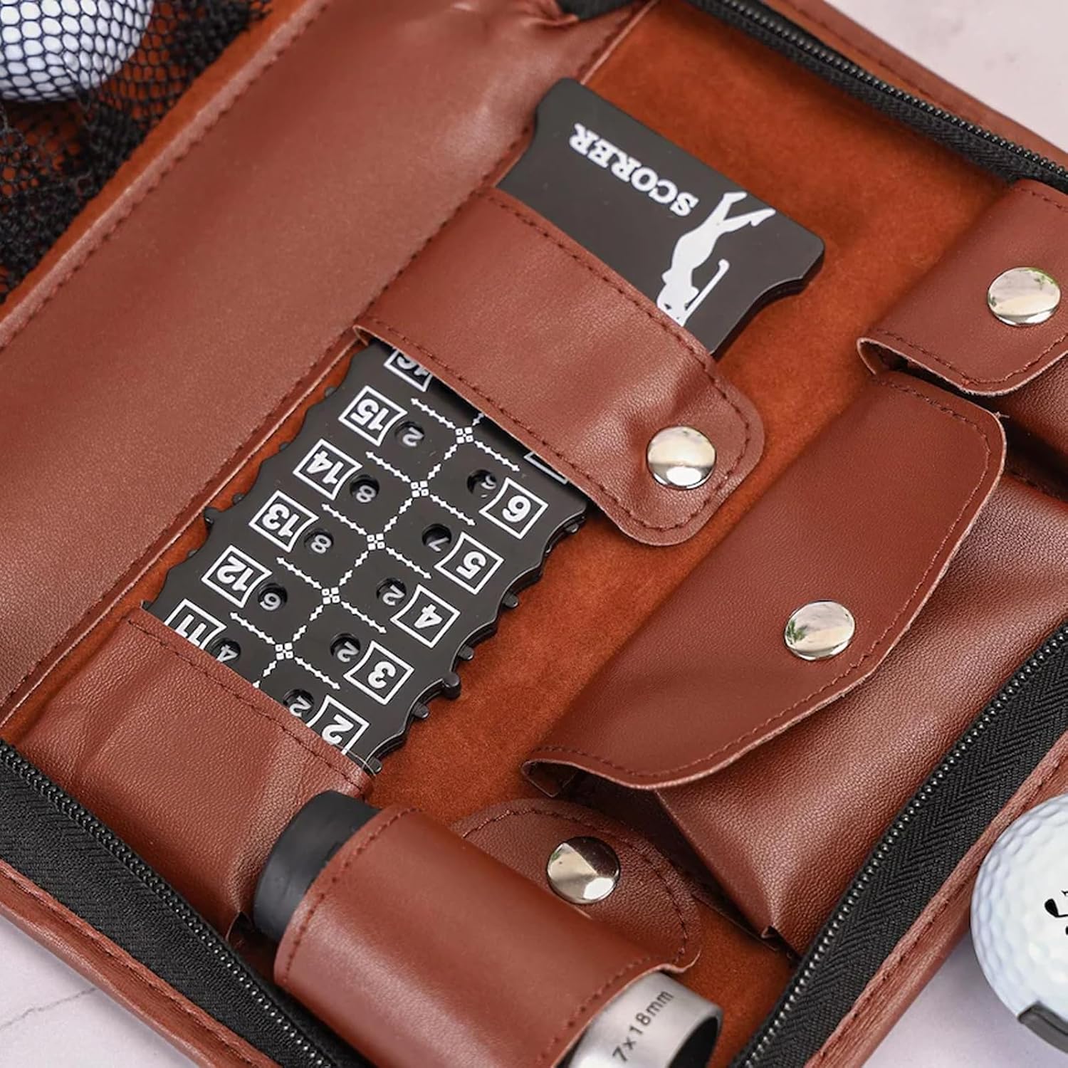 Personalized Golf Accessories Kit for Men with Hi-End Case, Golf Balls, Rangefinder, Golf Tees, Brush, Multifunctional Divot Knife, Scorer Golf Lover Gift for Him