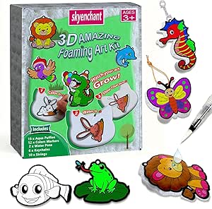 skyenchant Aqua 3D Puffy Art Kit pour enfants, Paint by Number Craft avec des animaux gonflables, Cadeau créatif pour filles et garçons de 4 à 10 ans, Petit cadeau pour bas de Noël ou d'anniversaire (Monde Animal)