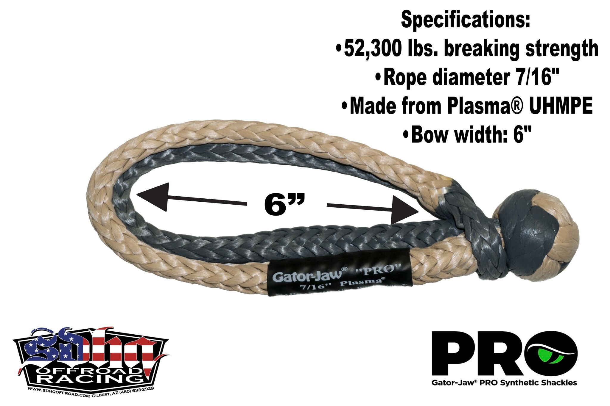 Bubba RopeGatorJaw Soft Shackle (52,300LB Breaking Strength Pro Desert Tan & Gray)