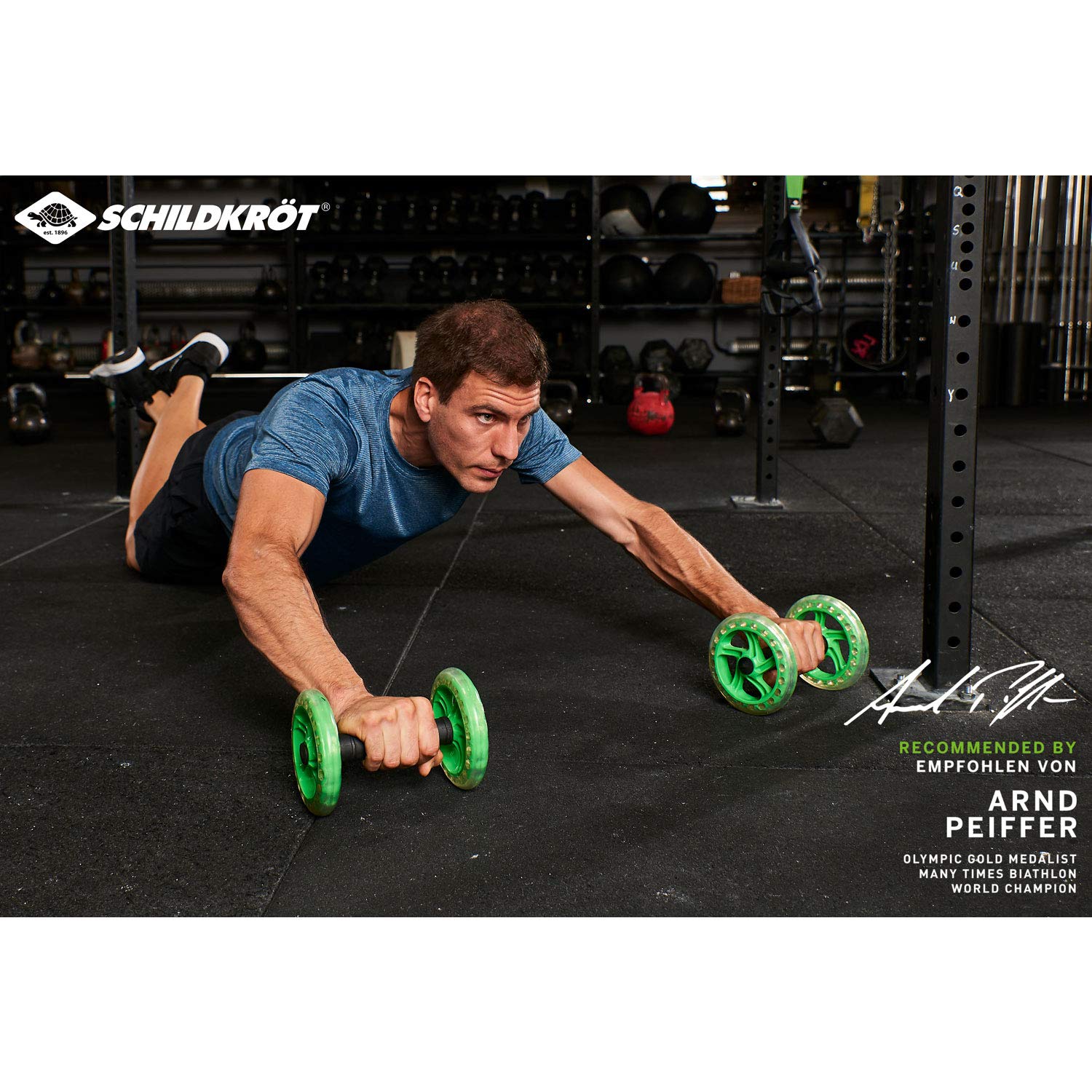 Schildkröt Set Dual Roller, 2 Roues Abdominales, Nouvelle Version avec Roulement à Boules, Entraîneur Abdominal