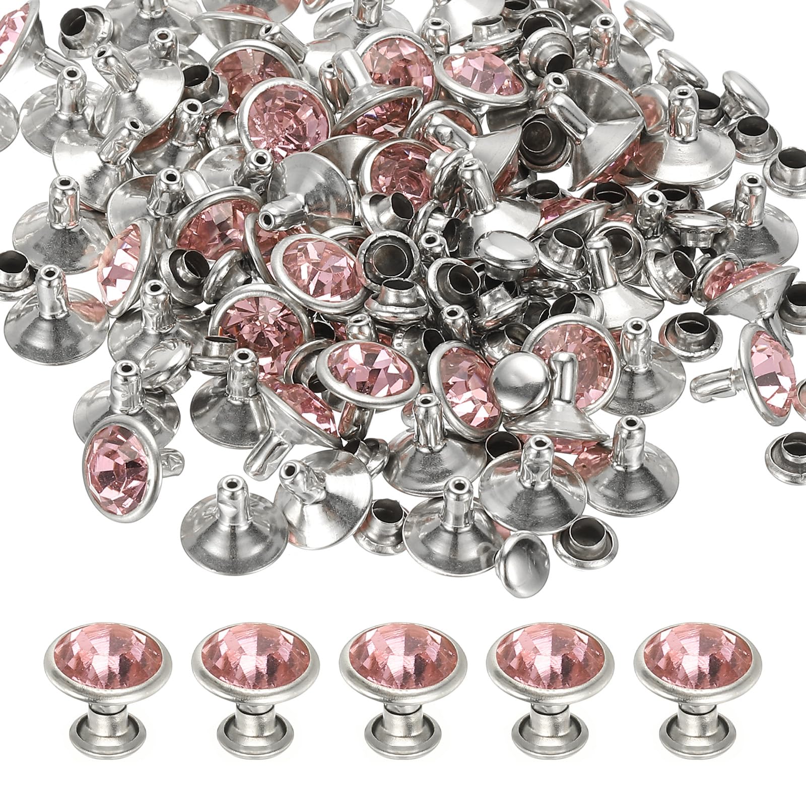 Rivets en cuir 10mm PATIKIL argenté rose pour décoration et DIY