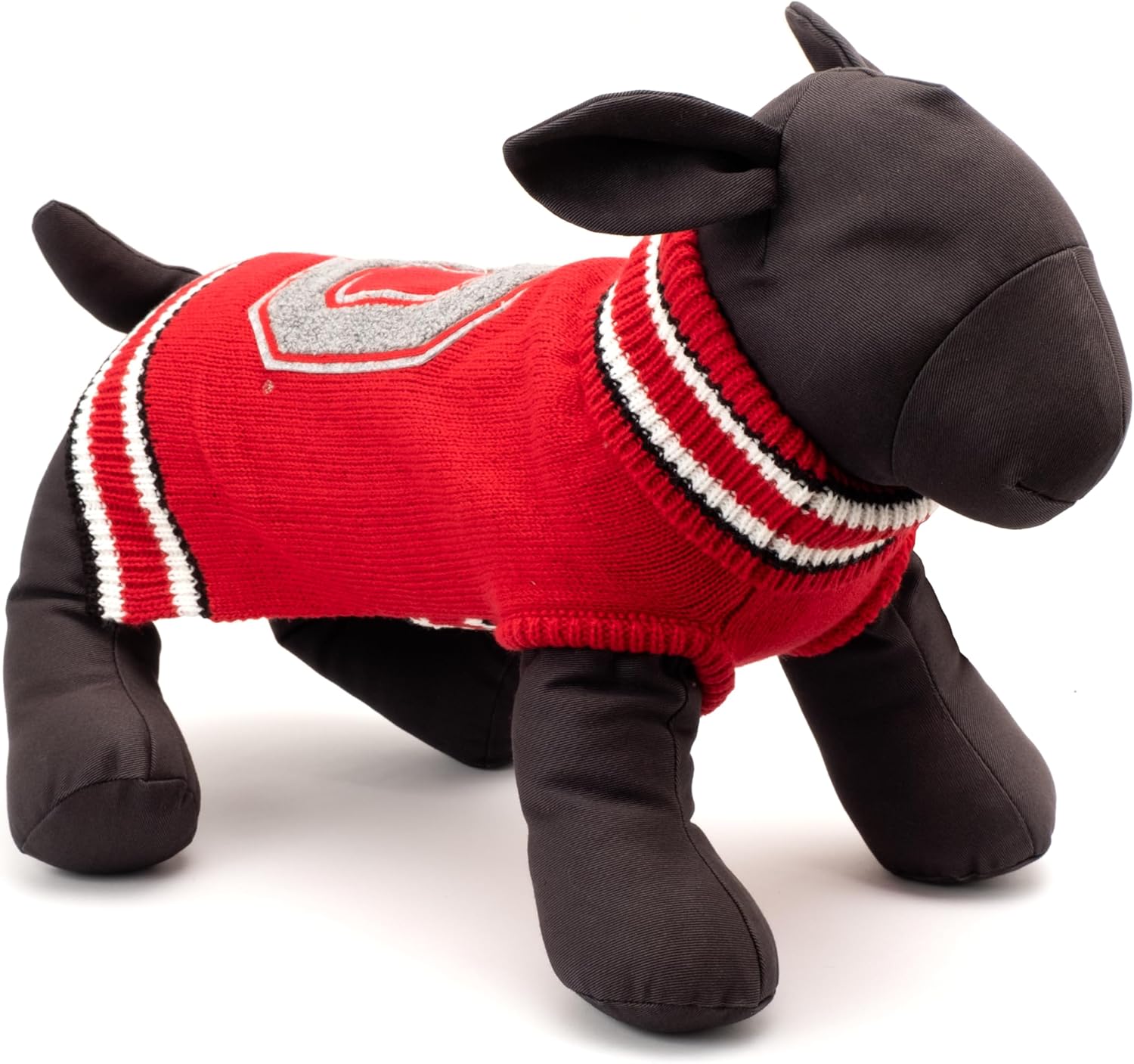 THE WORTHY DOG Ohio State Block O Turtleneck Dog Sweater – Warm Acrylic Pullover Pet Sweater with Harness Hole, Red, X-Small