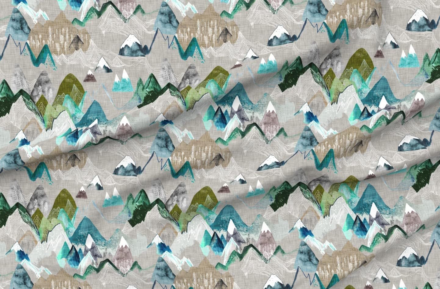 Spoonflower Fabric - Call Mountains Olive Micro Mountain Woodland Printed on Upholstery Velvet Fabric Fat Quarter - Upholstery Home Decor Bottomweight Apparel