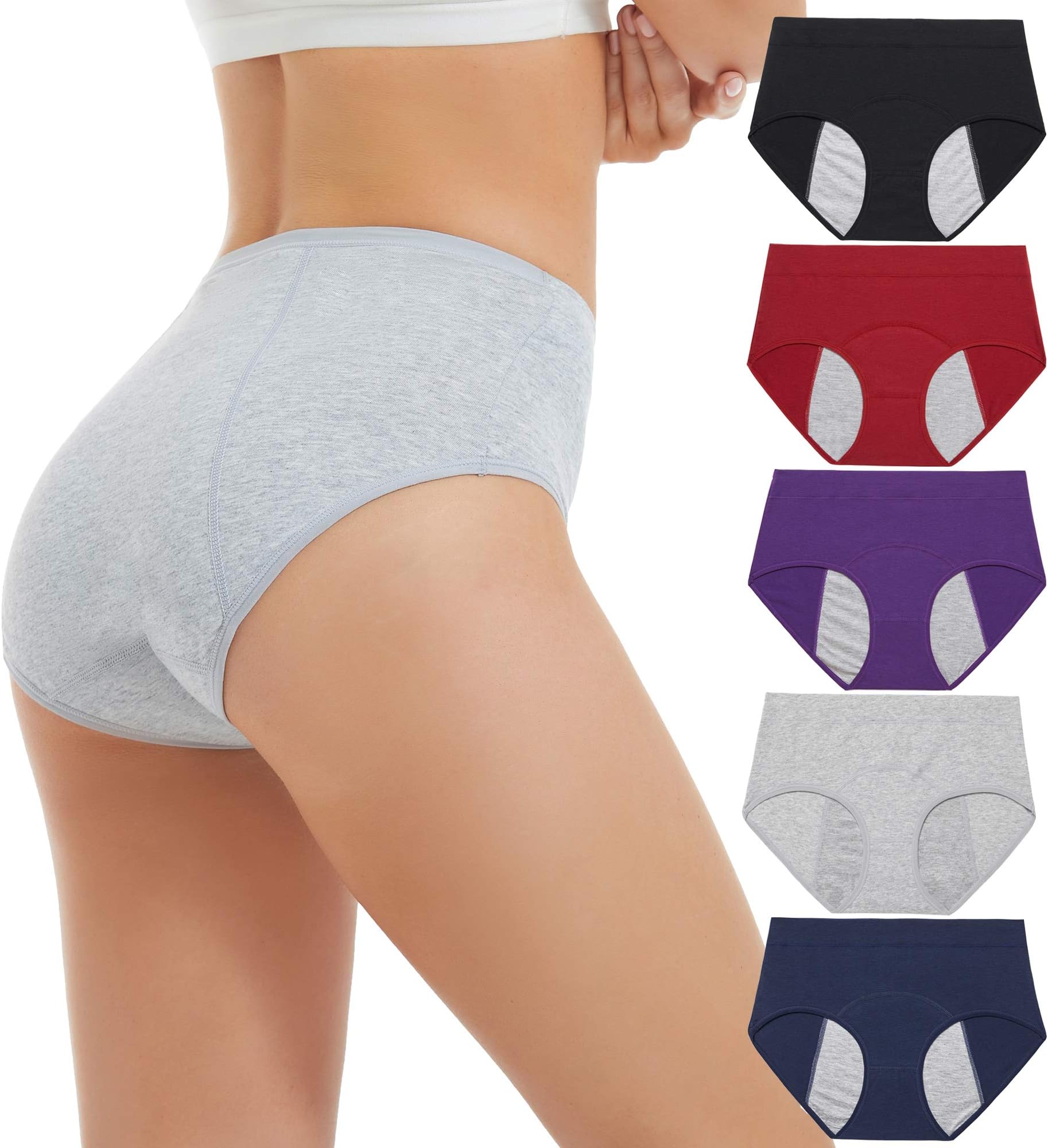 HATSUREPeriod Underwear for Women Leak Proof Cotton Overnight Menstrual Panties Briefs (Multipack)