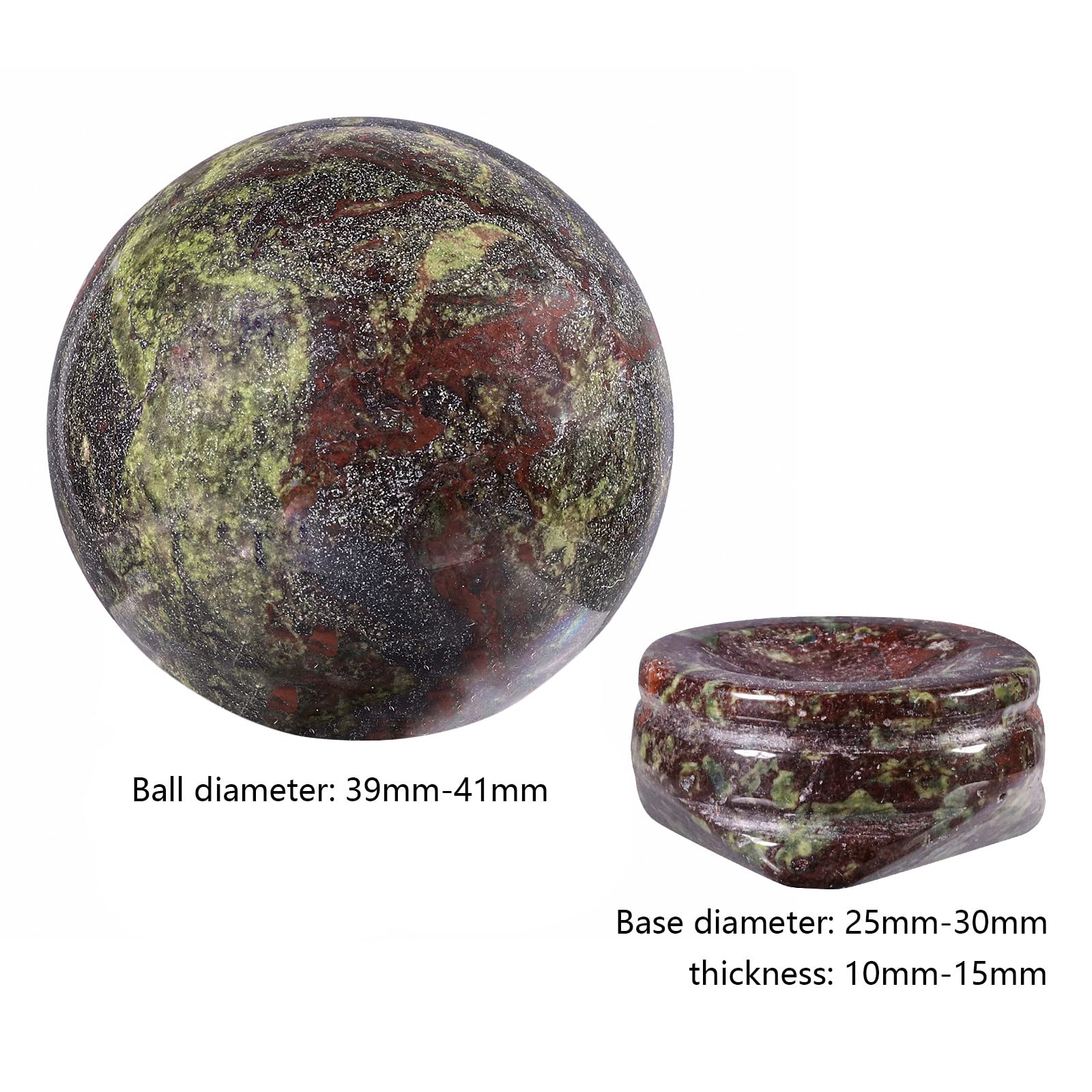 mookaitedecor Natural Dragon Bloodstone Crystal Ball Sphere with Stone Stand - Image 2