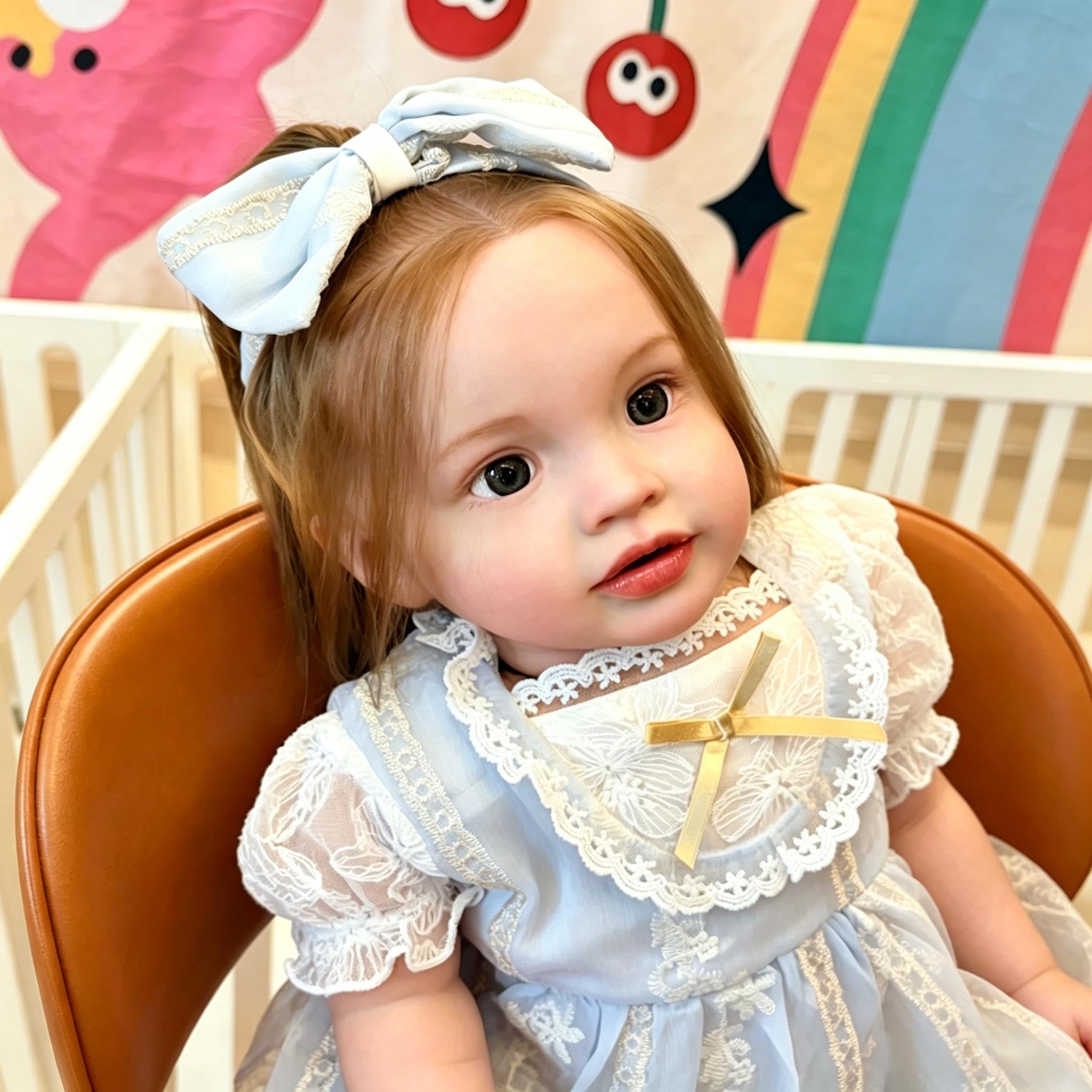 Große Größe Reborn Babypuppen Mädchen 26 Zoll 66 cm Realistische Reborn Kleinkindpuppen, Lebensecht Babypuppe Mit Stoffkörper, Lebhafte Silikon Baby Puppe Mit langem Haar