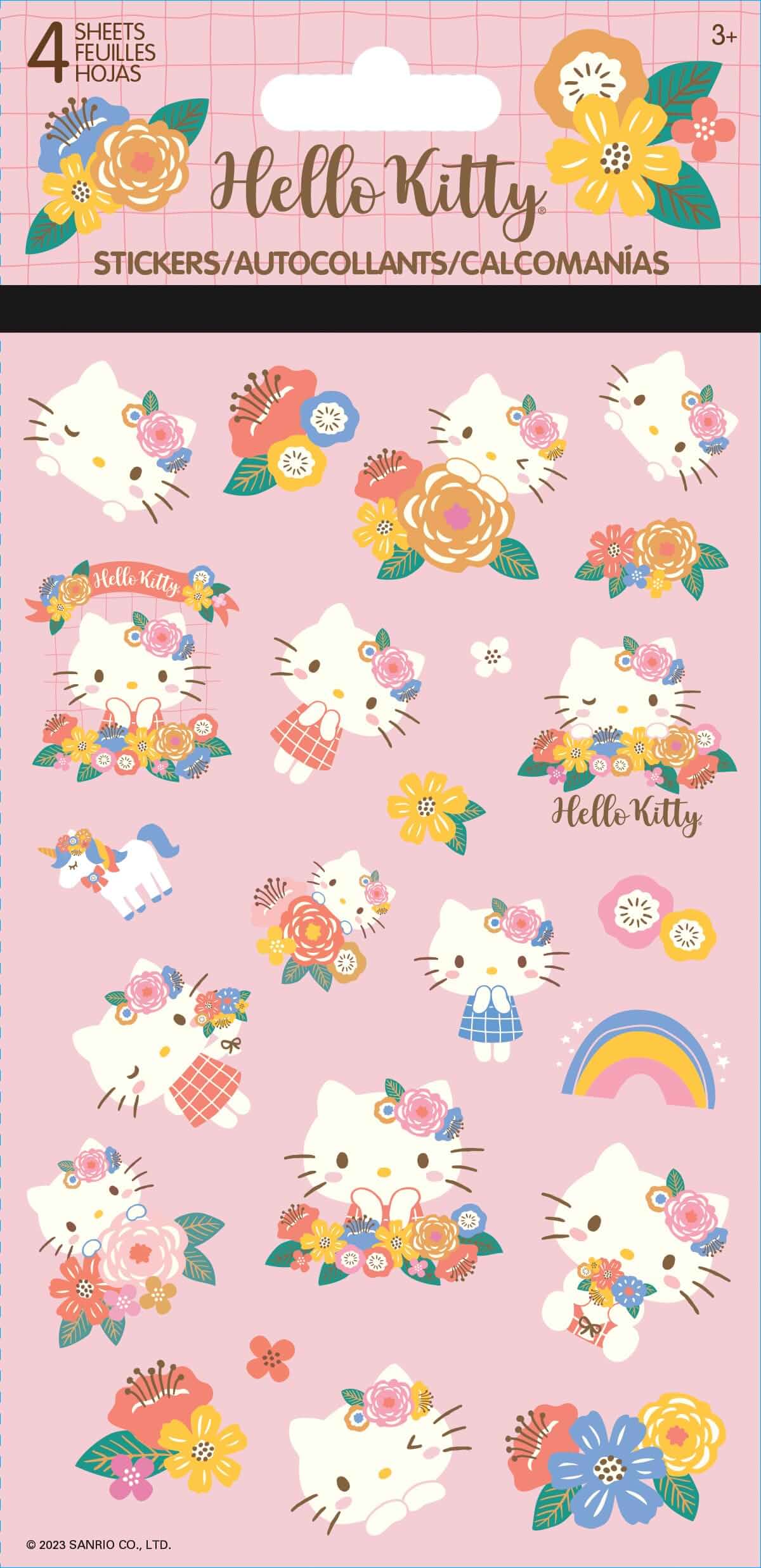 Sanrio - Hello Kitty - Flowers Standard Stickers - 4 Sheet Cartoon
