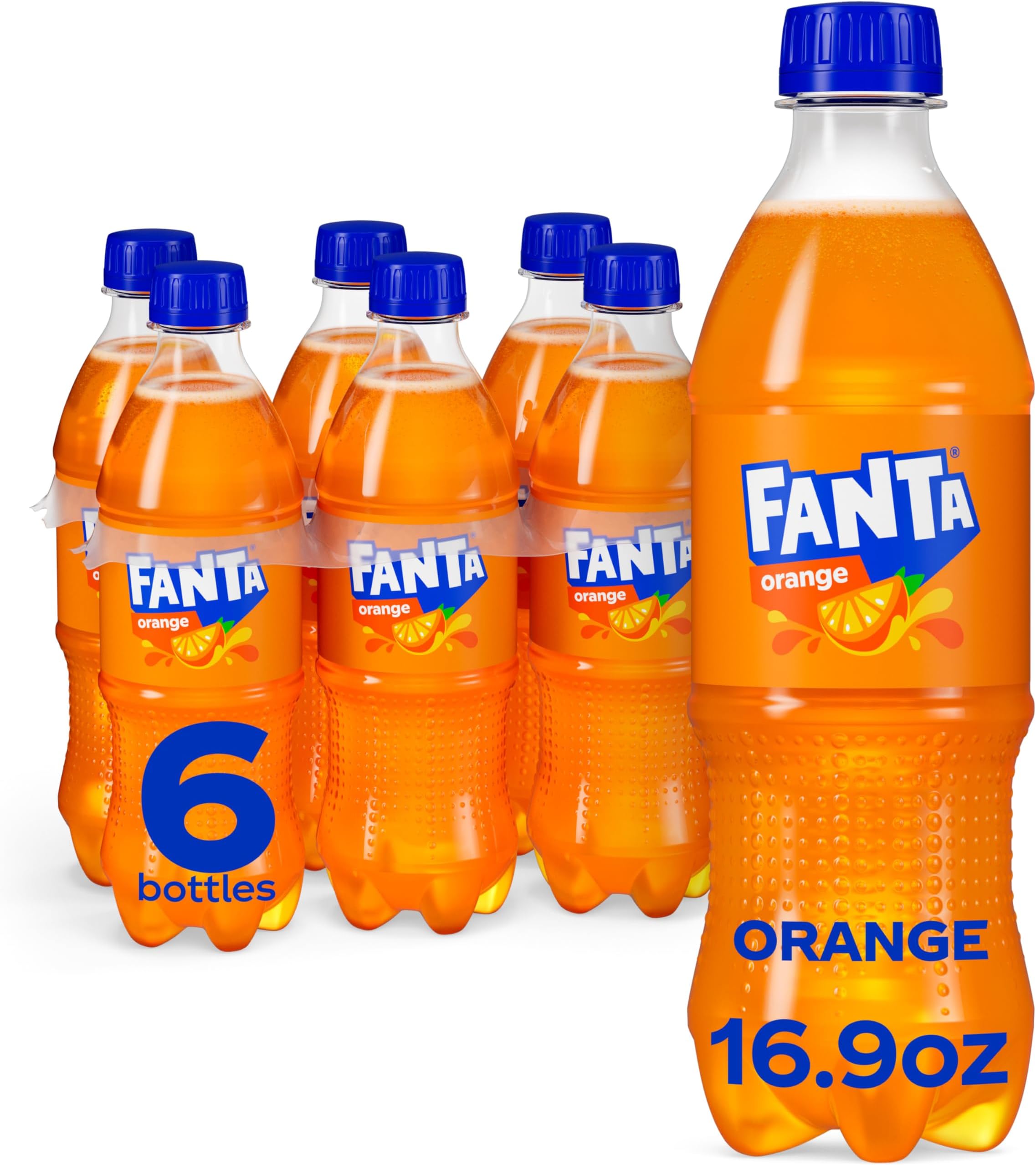 Fanta Orange Soda Soft Drink, 16.9 fl oz Bottles, 6 Pack