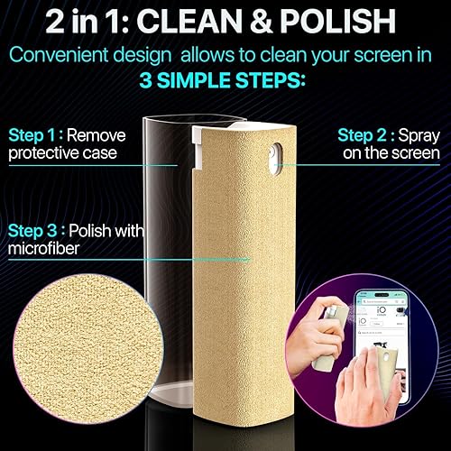Miniatura 3 de IO CLEAN Mini spray limpiador de pantalla  Limpiador de pantalla a prueba de dedos para teléfonos inteligentes, iPads, MacBooks, laptops, pantallas