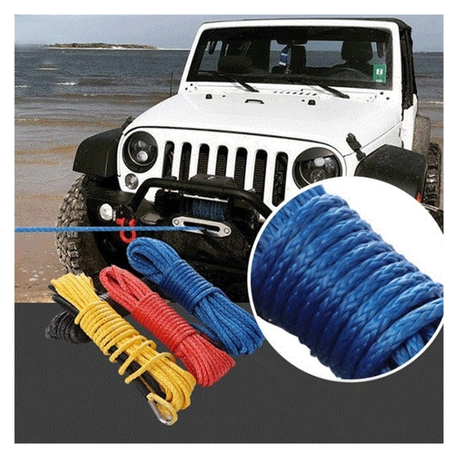 15M Wciągarka Holownicza Lina Linowa 5mm/6mm/7mm Włókno Syntetyczne 5800lbs/7700lbs/9300lbs Dla ATV UTV SUV Solidna I Niezawodna(5mmx15m red)