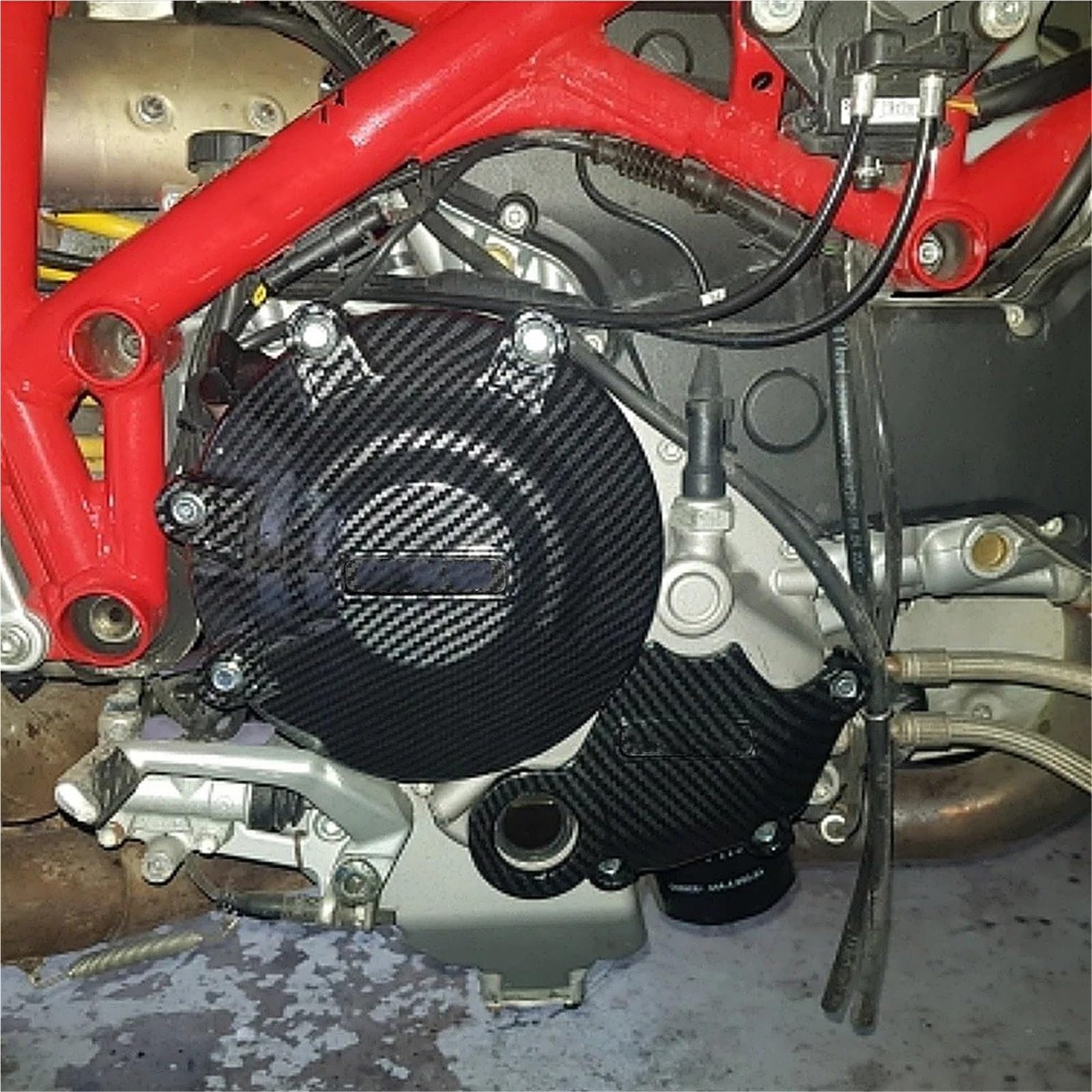 Cubierta Protección Embrague Motor Protector De La Tapa del Motor Motocicleta para Ducati 848 para EVO 848EVO 2008-2013 Embrague Alternador Pulso Ventana Motocicleta(Conjunto 2)