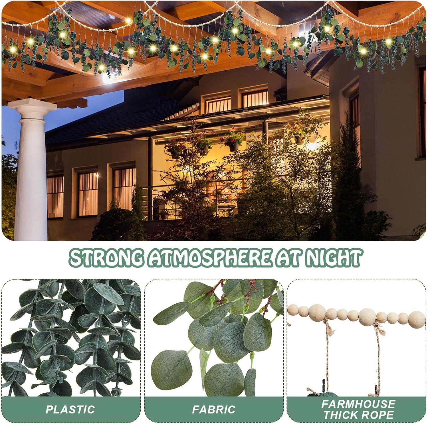 Juexica Artificial Eucalyptus Fall Wall Decor Boho Hanging with LED Light Farmhouse Artificial Greenery Modern Decor with LED for Fall Home Bedroom Office Bathroom Kitchen