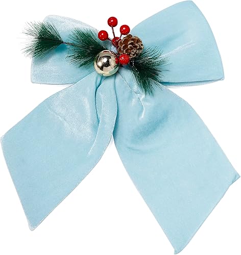 allgala Lazos decorativos de terciopelo para guirnalda de coronas, árbol de Navidad, paquete de 2, 10 unidades (7.9 x 9.8 in), azul claro, XBW92210