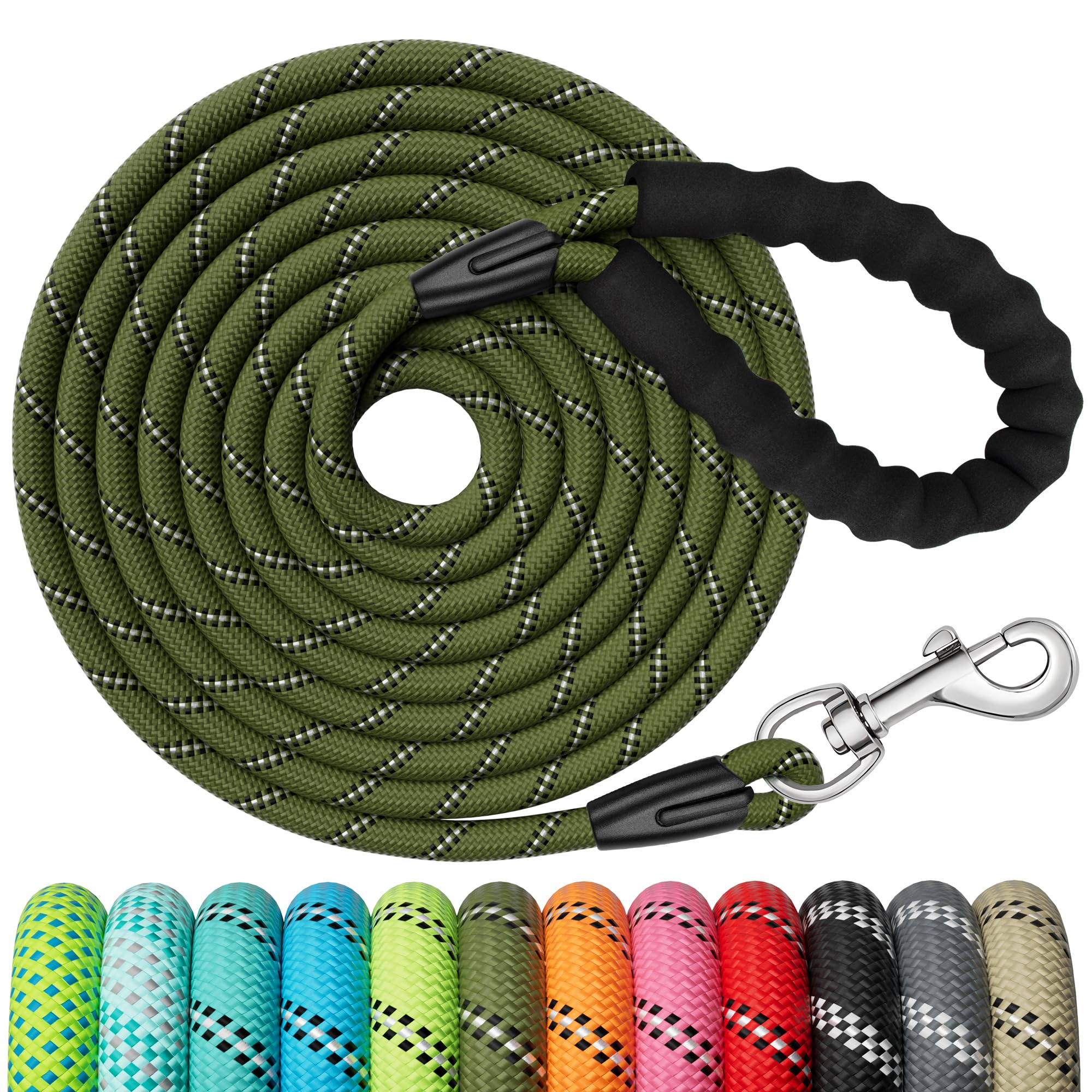 X XBEN Training Leads for Dogs 30M/98FT Strong Rope Long line Dog Lead Leash with Soft Padded Handle and Heavy Duty Hook