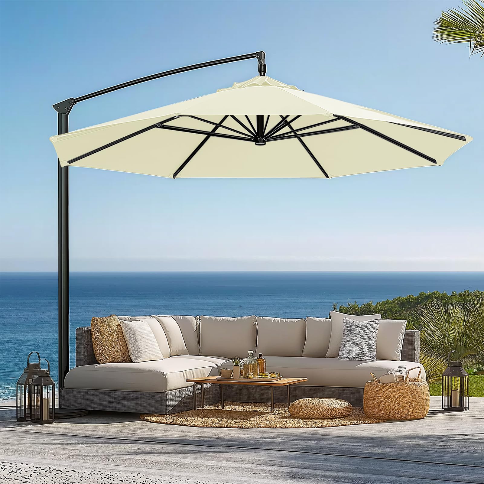Copertura di ricambio per ombrellone impermeabile, copertura di ricambio per ombrellone da terrazza, per 2/2,5/2,7/3 m + 6/8 stecche, grande ombrellone da patio, resistente alle intemperie e