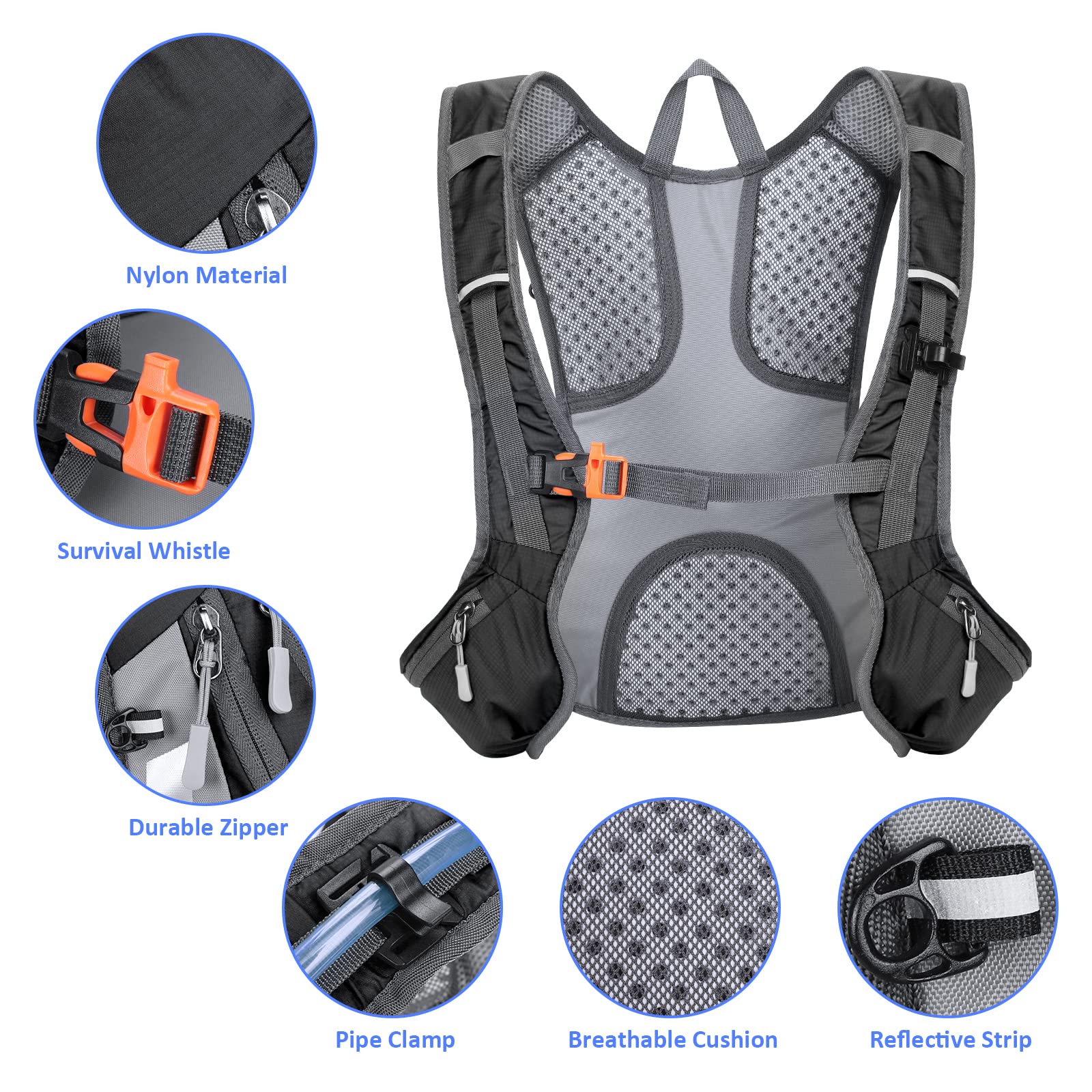 Leichter Laufrucksack 6 L – Atmungsaktiv, Mit Trinksystem | Für Radfahren, Wandern, Outdoor & Reisen