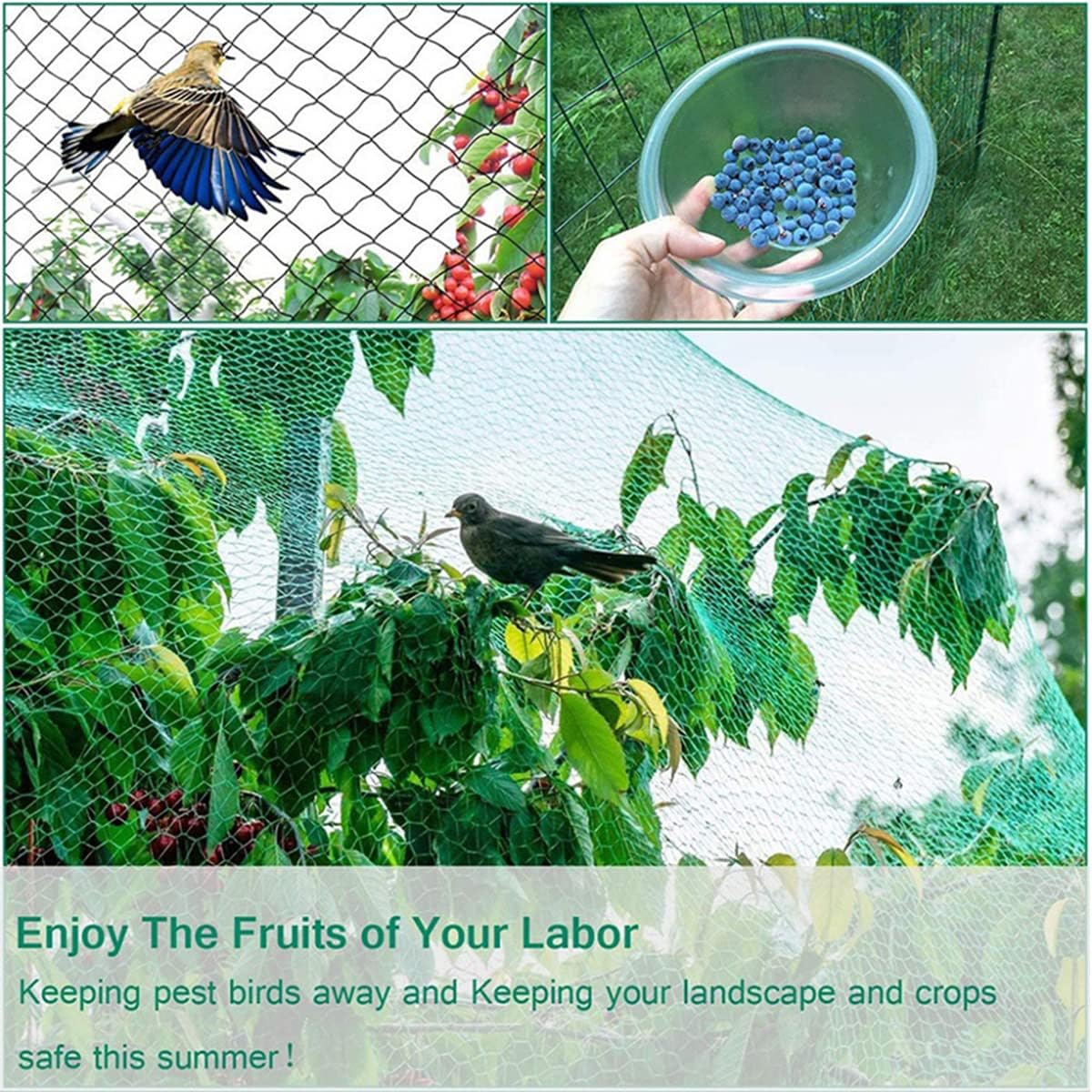 10' x 26' Mesh Bird Netting - 1.96" Square Garden Netting Anti Bird Net for Plants Vegetables Fruit Tree Protection from Bird, Chicken, Poultry, Squirrel