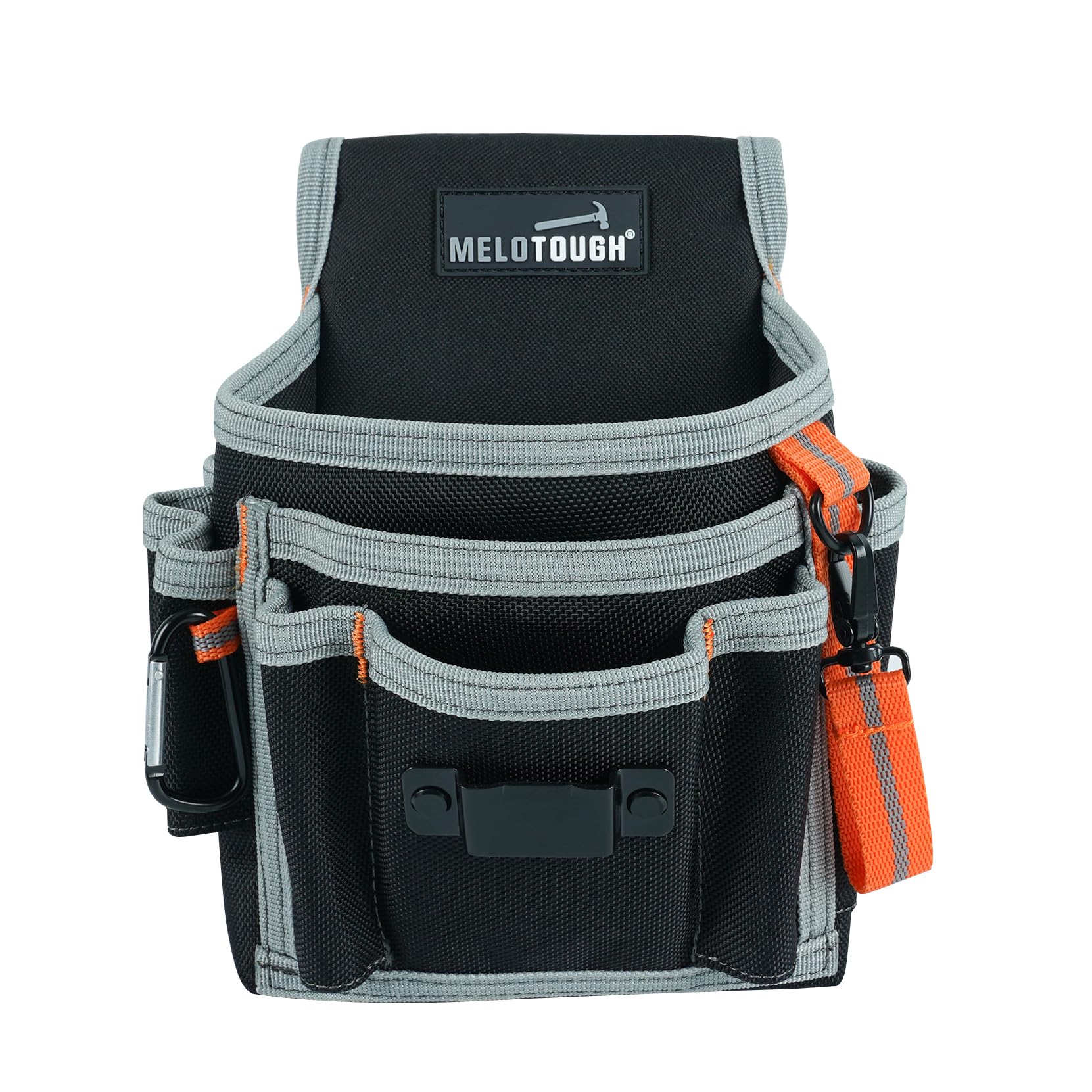 MELOTOUGH Small Tool Pouch for Belt,Electrician Tool Pouch,Belt Holster with 13 Pockets,Small Organizer for Electrician with Clip (Grey)