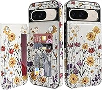 Vista 27 de Bizzib para Google Pixel 6A Funda de cuero tipo cartera con tarjetero, cubierta tipo libro con pata de pie, cierre magnético, funda protectora a