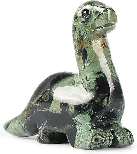 Artistone Figura de cristal de dinosaurio de jaspe Kambaba tallada a mano, figuras de dinosaurio, estatua de animales, decoración coleccionable o