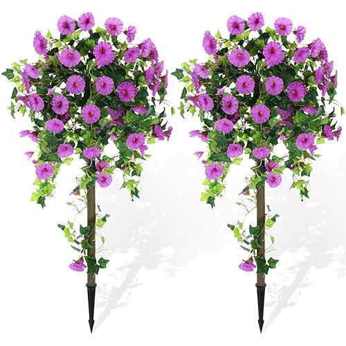 Daifunli 2 Pack Artificial Trees Faux Flowers 4Ft Tall Faux