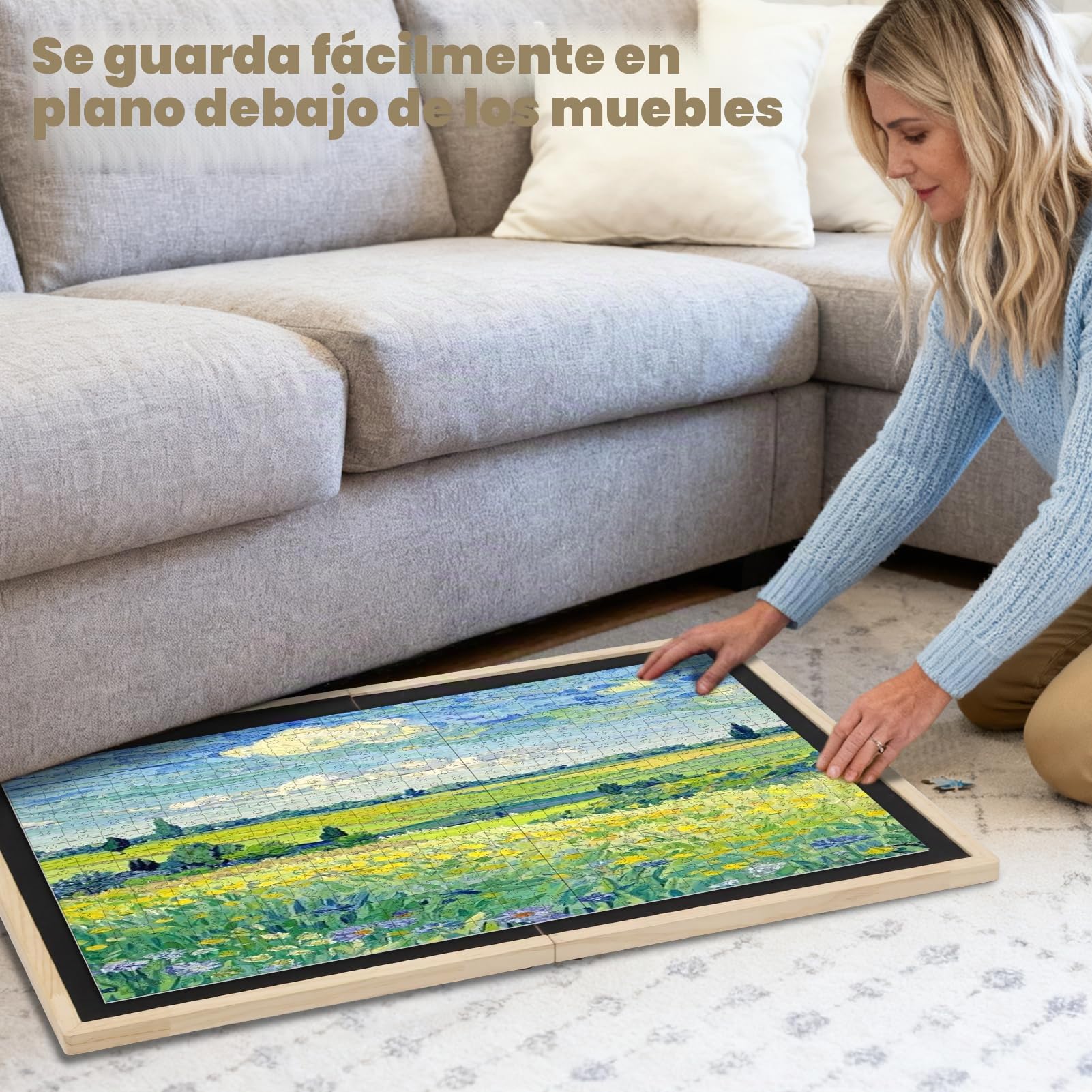 Wdmiya Tablero para Puzzle Plegable de 1500 Piezas, Puzzle Board Giratorio con Soporte y Cubierta 2 en 1, Tablero de Rompecabezas Antideslizante con 4 Cajas, Puzzles Board Portátil para Adultos