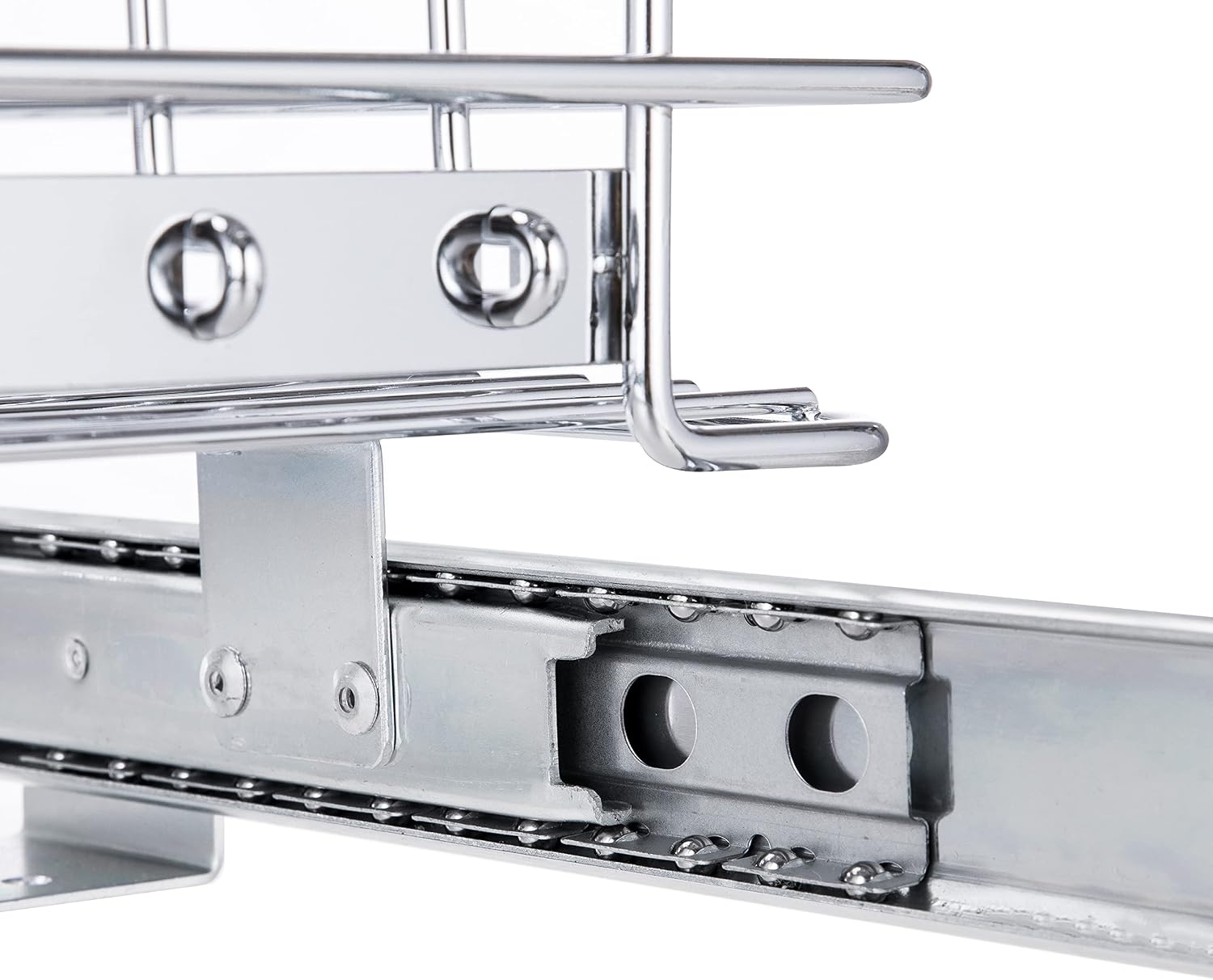 Home Zone Living Pull Out Kitchen Cabinet Organizer | Steel Frame with Handle for Easy Access to Pots, Frying Pans and Plates, 20" x 17.5" x 9", Chrome