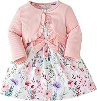 Rosibel Toddler Girls Dress & Cotton Cardigan Set 6M-3T - Breathable Spring Autumn Playwear Outfits