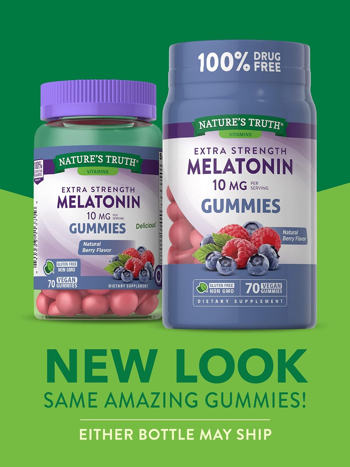 Melatonin Gummies 10mg | 70 Count | Natural Berry Flavor | Vegan, Non-GMO, Gluten Free Supplement | by Nature's Truth