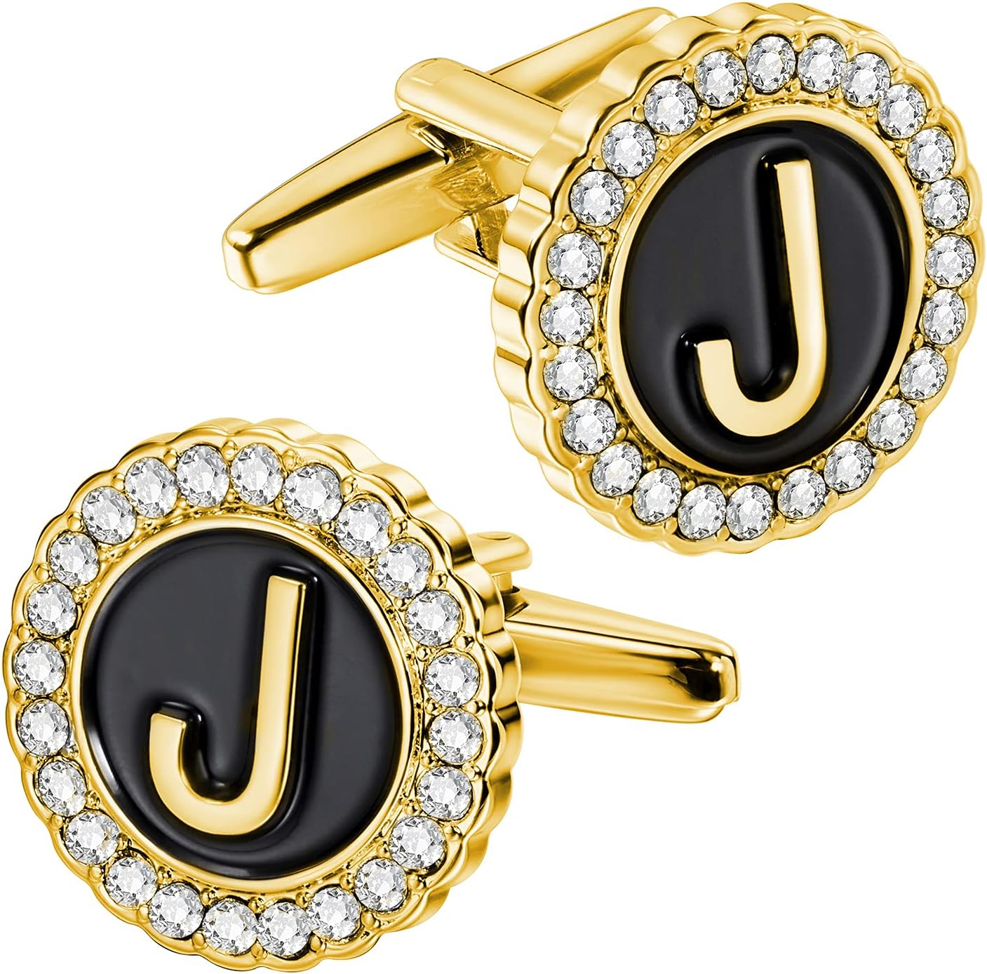Mancornas HAWSON con iniciales y cristal, color dorado y plateado
