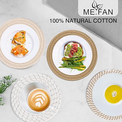 Miniatura 3 de ME.FAN Juego de 4 salvamantesagarraderas de algodón para ollas y sartenes calientes, posavasos grandes, almohadillas calientes, alfombrillas