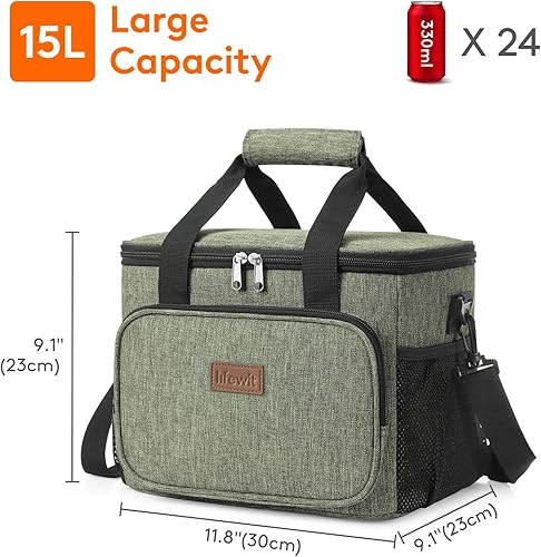 Miniatura 75 de Lifewit Bolsa de Almuerzo Mediana Aislada Caja de Almuerzo Hielera Suave Bolsa Refrigerante para Adultos Hombres Mujeres, Gris 12 Latas (9L)