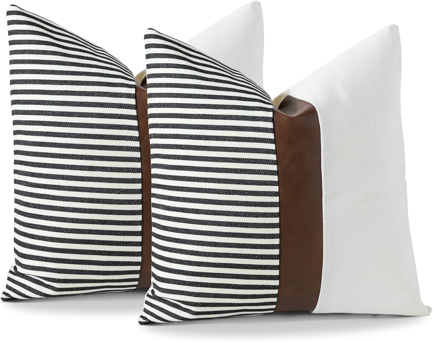 OTOSTAR Set of 2 Farmhouse Decor Stripe Patchwork Linen