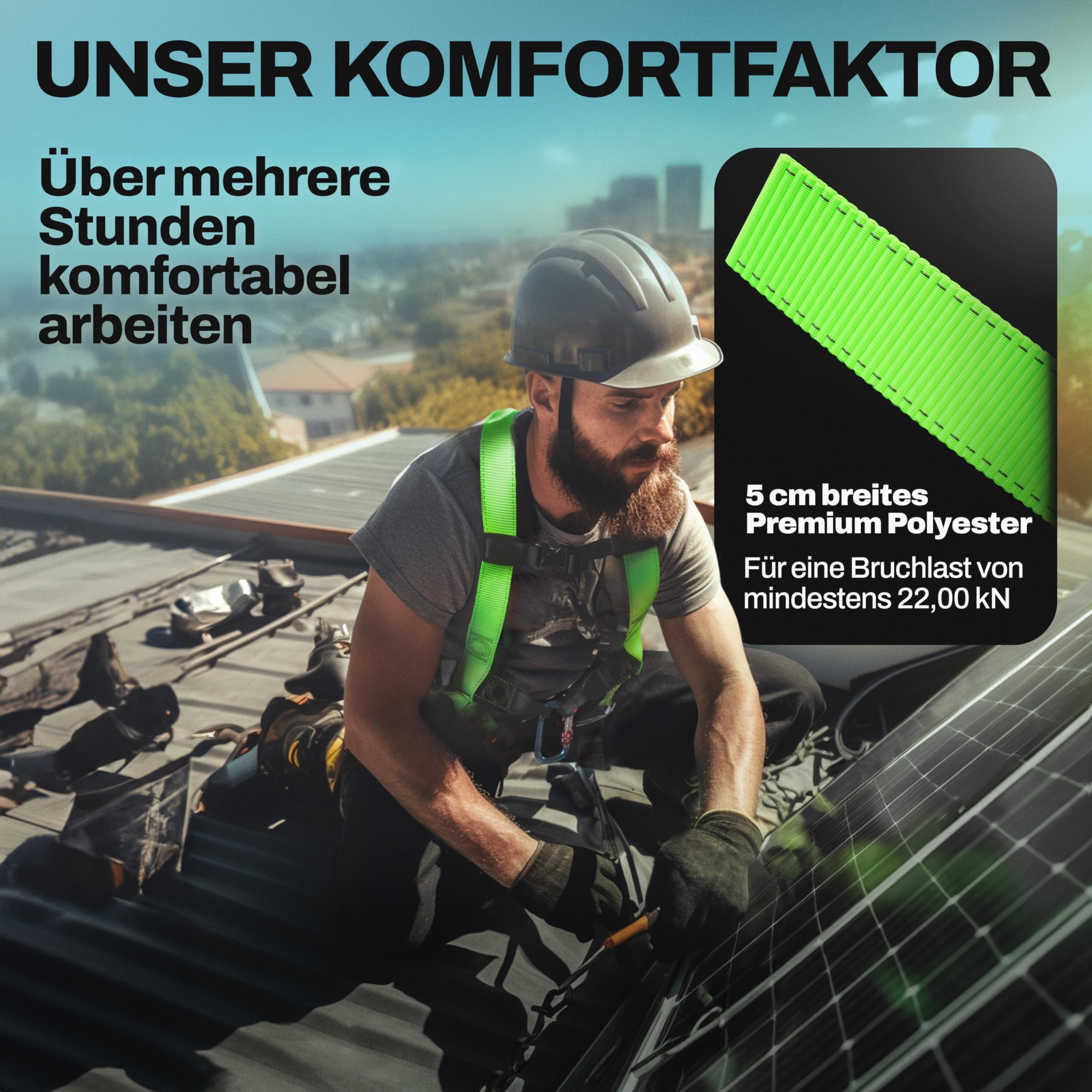 FLG Safetytec Fallschutz Komplettset - 2-Punkt Auffanggurt mit 10m Verbindungsmittel und 2m Bandschlinge für maximale Sicherheit bei Höhenarbeiten gem. EN353 / 361/795