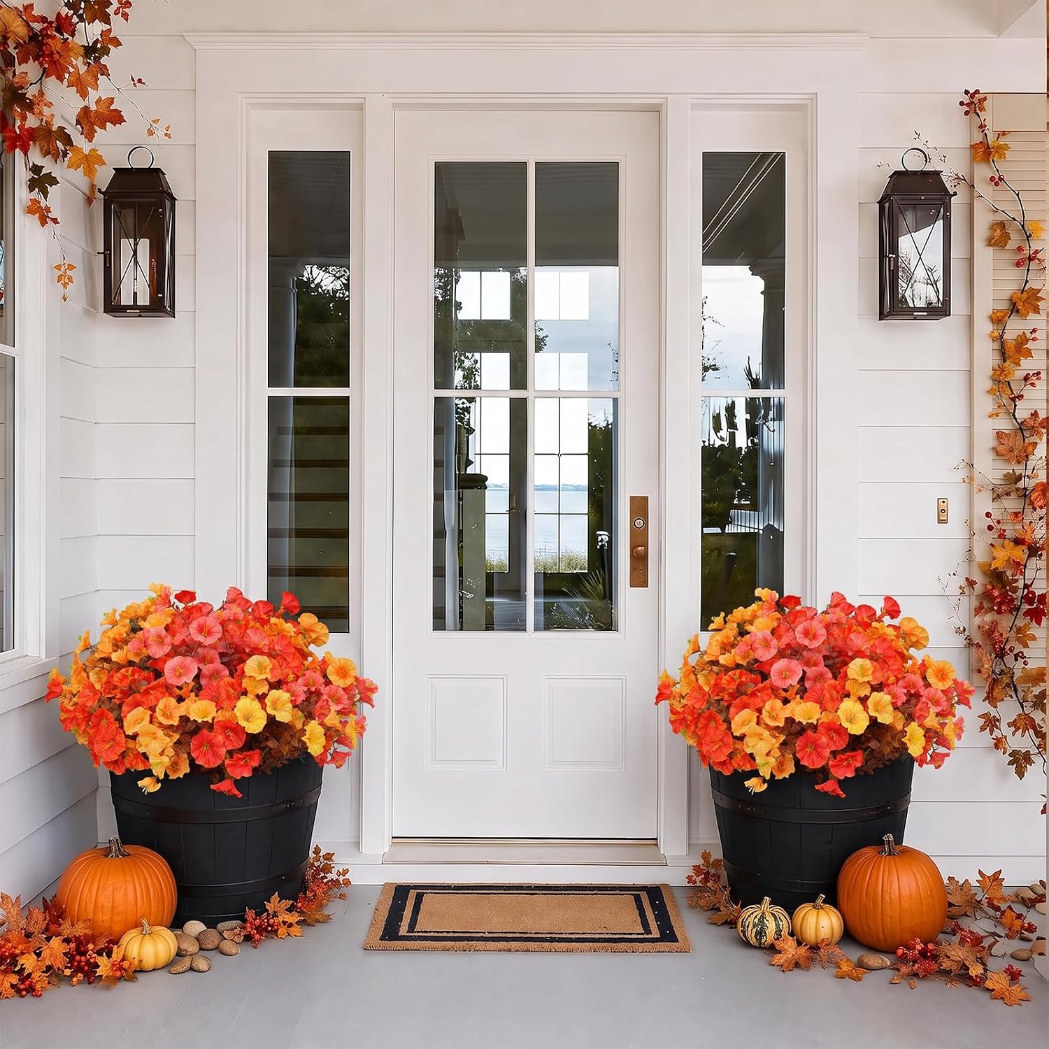 FULLMUSIC Autumn Artificial Flowers for Outdoor (10, Mixed Color B) image 3