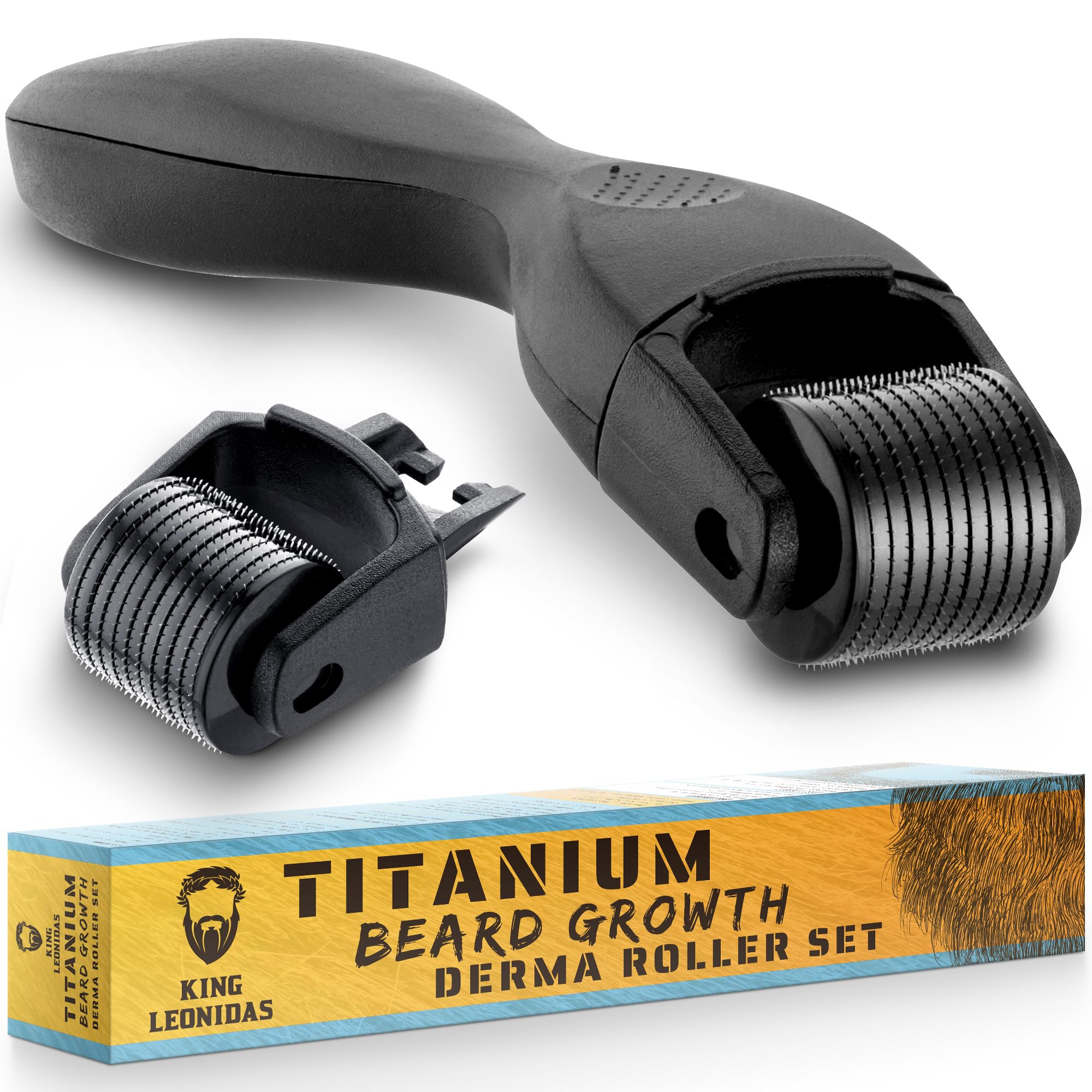 Buy King Leonidas Beard Derma Roller for Men w/ 2 Replacement Heads, 0