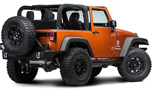 Miniatura 5 de Redrock - Barras laterales curvadas redondas de 3 pulgadas negro texturizado compatible con Jeep Wrangler JK 07-18 de 2 puertas