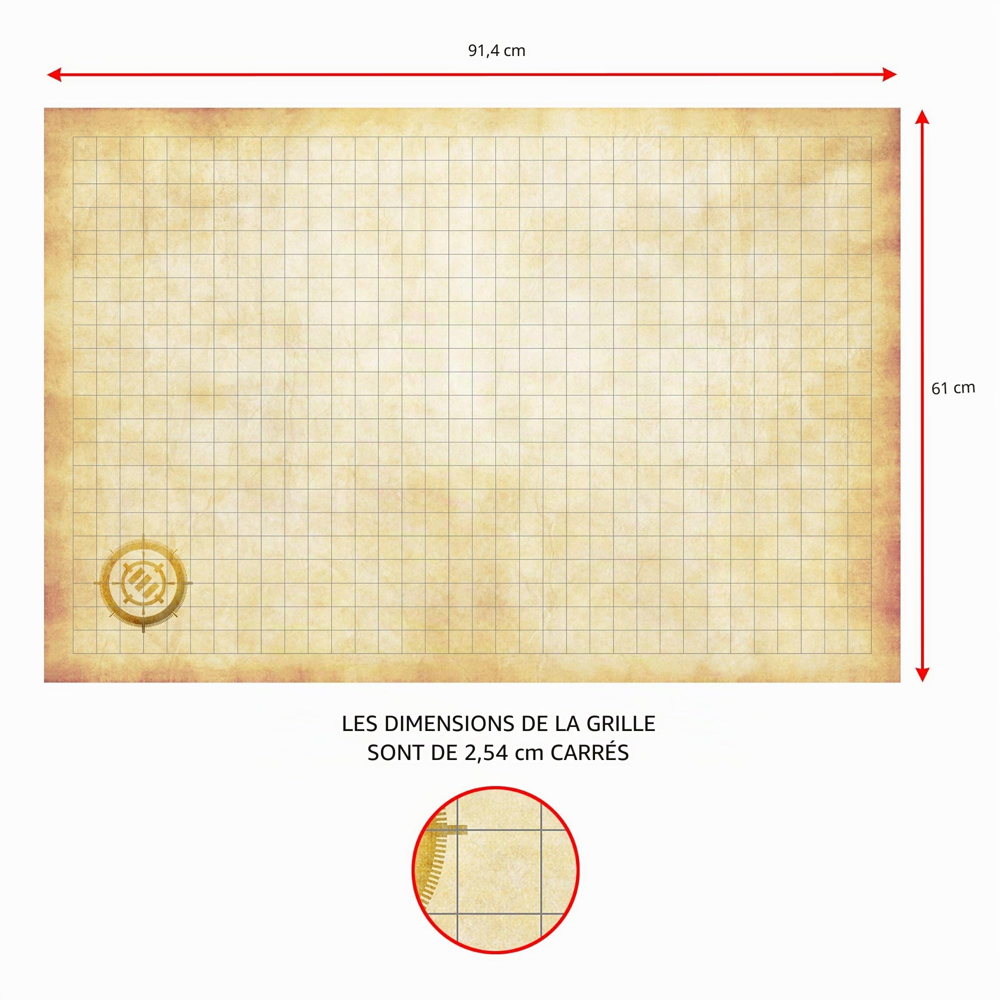 ENHANCE Grid Mat RPG DND Map 61x91cm Effaçable à Sec Jeu de Rôle Tapis de Jeu Battle Grid avec Pochette de Voyage