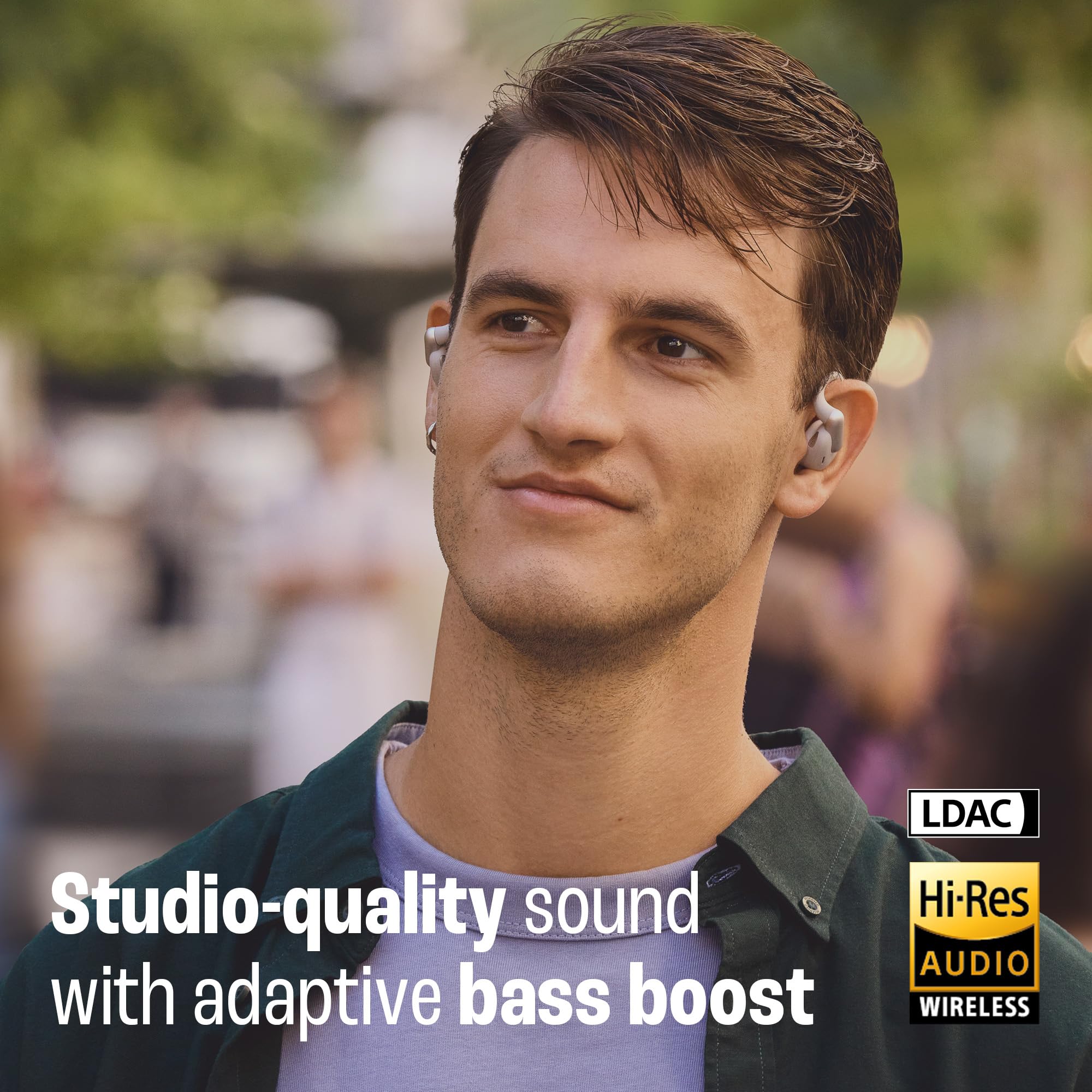JBL Sense Pro Cuffie Open-Ear True Wireless, Hi-Res Audio, fino a 38 Ore di Autonomia, Resistenti ad Acqua e Polvere IP54, Tecnologia JBL OpenSound e Spatial Sound, Blu