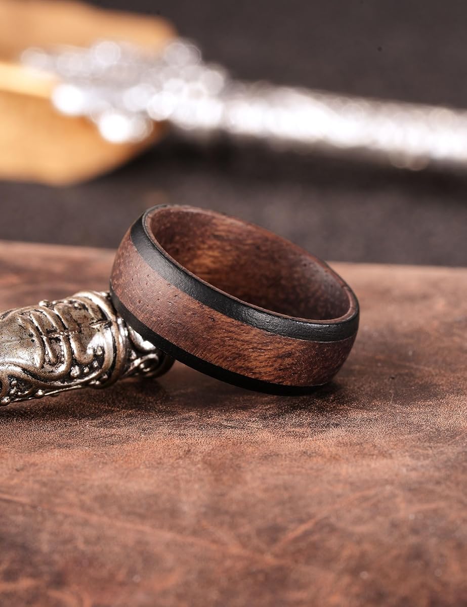 Upcycled Olive Wood & Brass Talisman Ring view 3