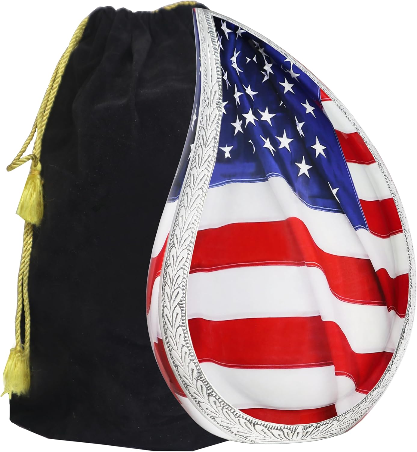 M MEILINXU Urn for Ashes Adult Male, Cremation Urns for Human Ashes Adult Man & Female, Funeral Decorative Urn for Women, Eagle and Patriotic Flag, Veteran Teardrop - Full Size Tear Drop