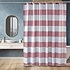 amazon basics Polyester Striped Shower Curtain with Hooks, 6ft, Grey(Washable)