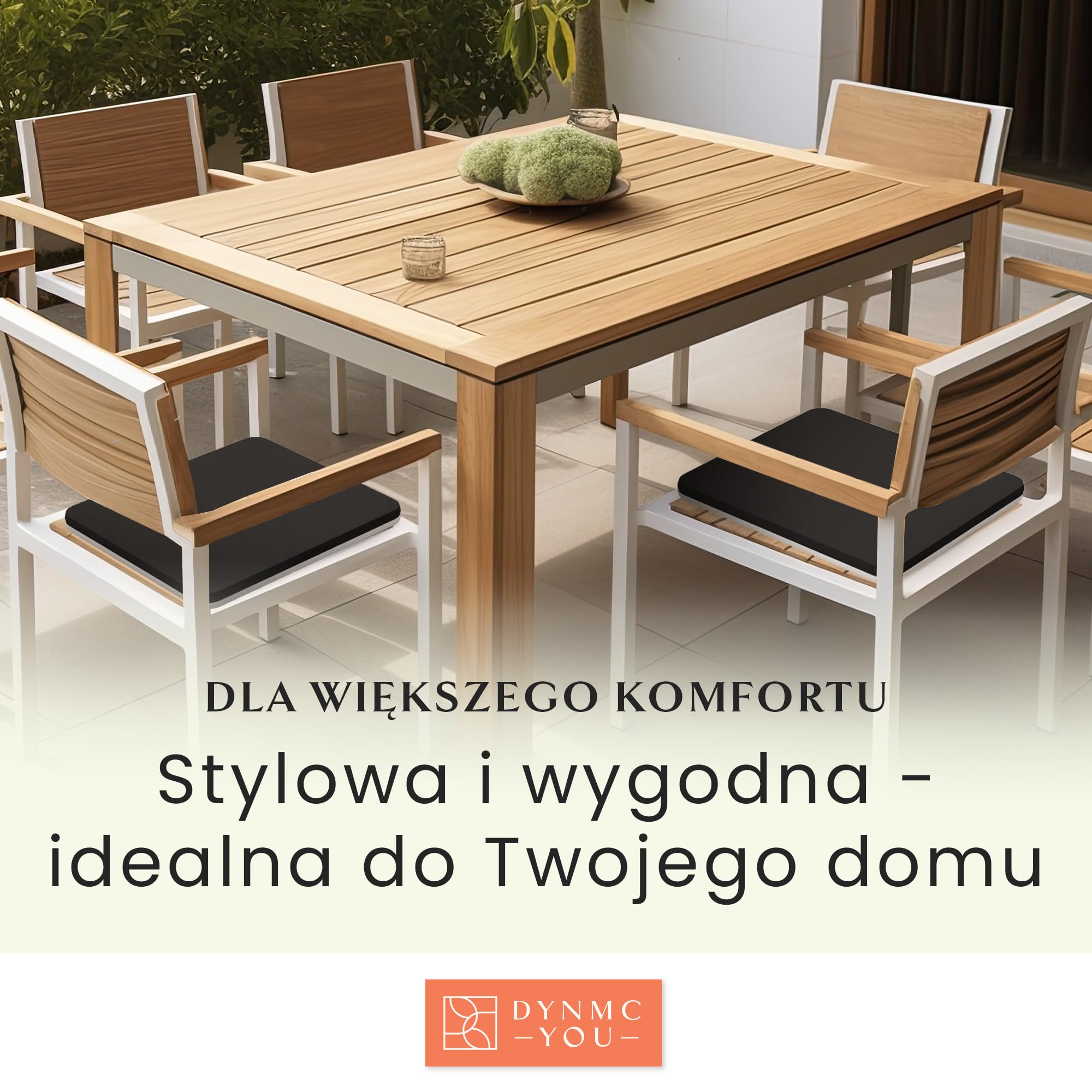 DYNMC YOU 2x wygodna poduszka na krzesło, poduszka na krzesło, antypoślizgowa, idealnie stabilna, zmywalna poszewka, styl skandynawski