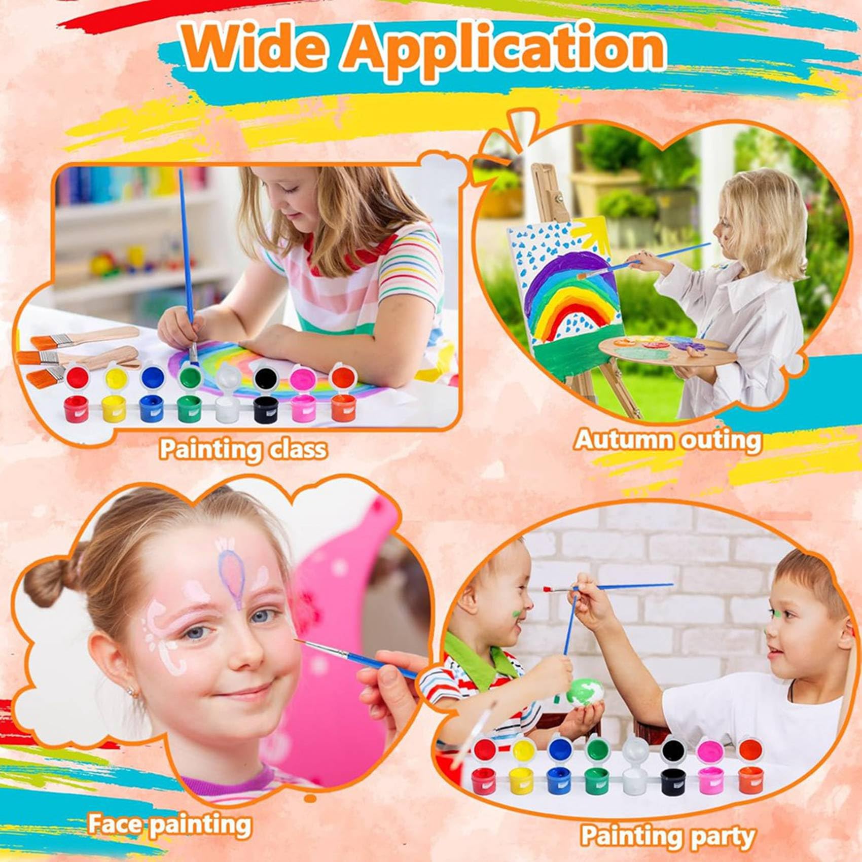 Set da 40 Mini Colori Acrilici, per Pittura Artistica e Artigianale, Set di Colori Lavabili per DIY per Feste di Compleanno A Casa