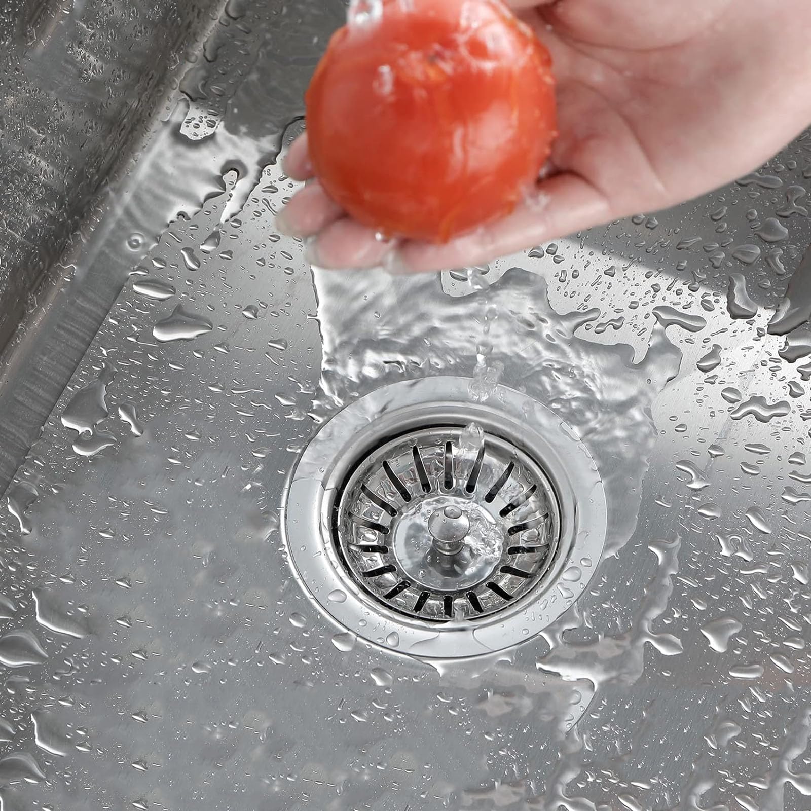 Tapón escurridor de fregadero de acero inoxidable resistente al agua, colador desague fregadero de cocina, colador anticorrosión para fregadero de cocina y baño