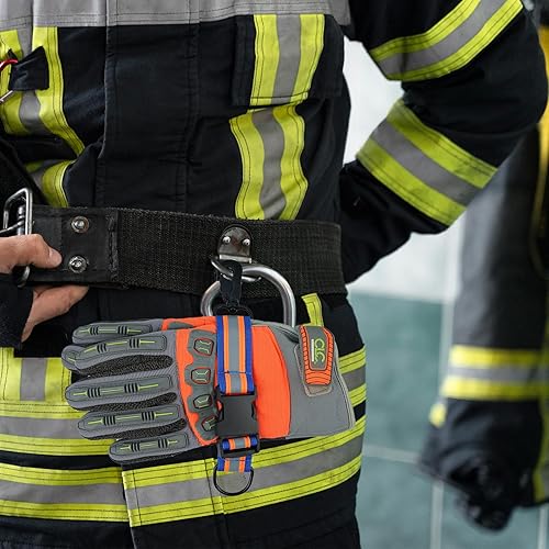 Miniatura 3 de MELOTOUGH Correas de guantes de bombero, soporte para guantes de trabajo con cinta reflectante, clips para guantes de acceso rápido para bomberos
